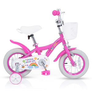 Girls Bike for 3-8 Years Old with Basket - Spring Party Pink