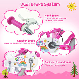 Girls Bike for 3-8 Years Old with Basket - Spring Party Pink
