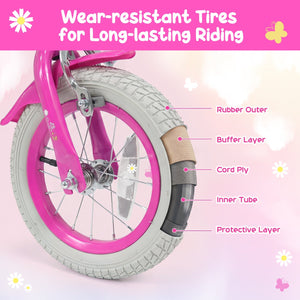 Girls Bike 12-18 Inch with Training Wheels and Front Bag