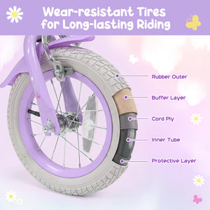 12-inch girls bike with training wheels for ages 3-4, shown from angle 6, perfect for little riders.