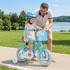 Girls Bike with Front Bag and Streamers for 3-8 Years Blue