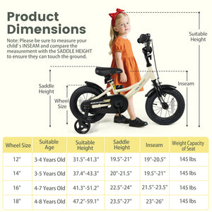 12-inch kids bike with removable training wheels, perfect for young riders, shown from angle 4.