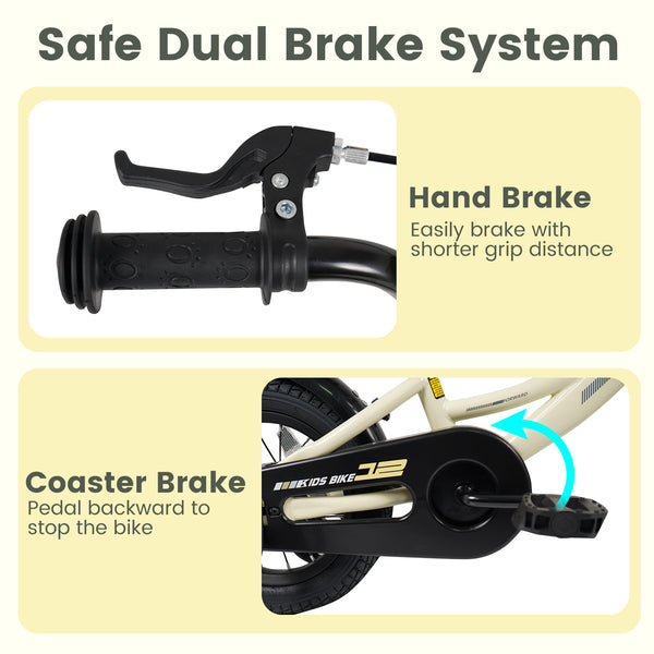 12-inch kids bike with removable training wheels, perfect for young riders, shown from angle 5.