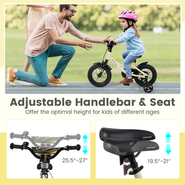 12-inch kids bike with removable training wheels, perfect for young riders, shown from angle 6.
