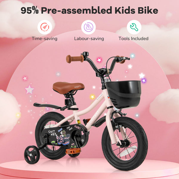 16-Inch Kids Bike with Basket and Adjustable Handlebar for 4