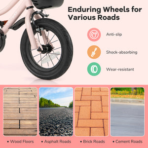 16-Inch Kids Bike with Basket and Adjustable Handlebar for 4