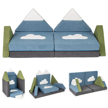 12-piece snow mountain toddler foam building fort for creative play and safe fun in baby and kids' activities.