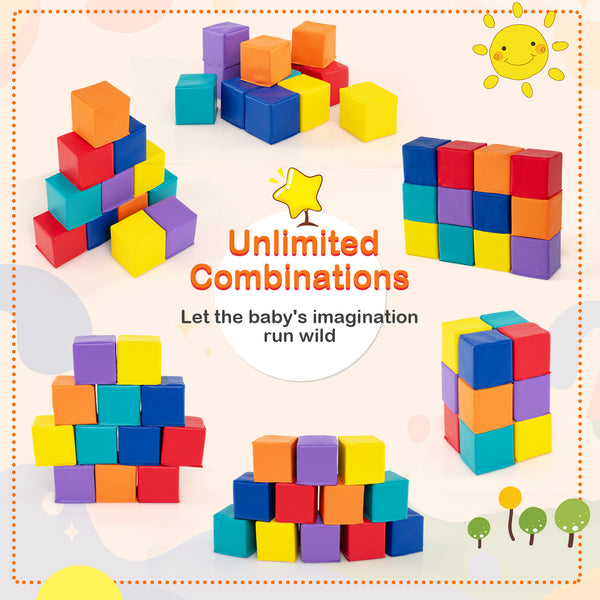 Colorful 12-piece soft foam building blocks set for kids, perfect for climbing and creative play.