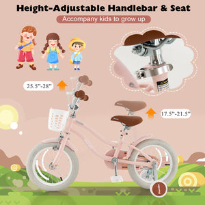 16 Inch Kids Bike with Front Handbrake and 2 Training Wheels