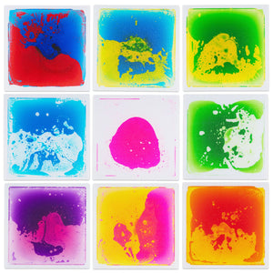 Toddler sensory floor tiles in a colorful 4-piece set, perfect for playtime and development. Angle 3 view.