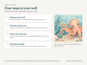 Watercolor Friendly Octopus Ocean Wall Mural, image 6