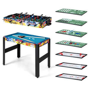 12-in-1 combo game table set featuring foosball, air hockey, pool, chess, and ping pong for kids' entertainment.