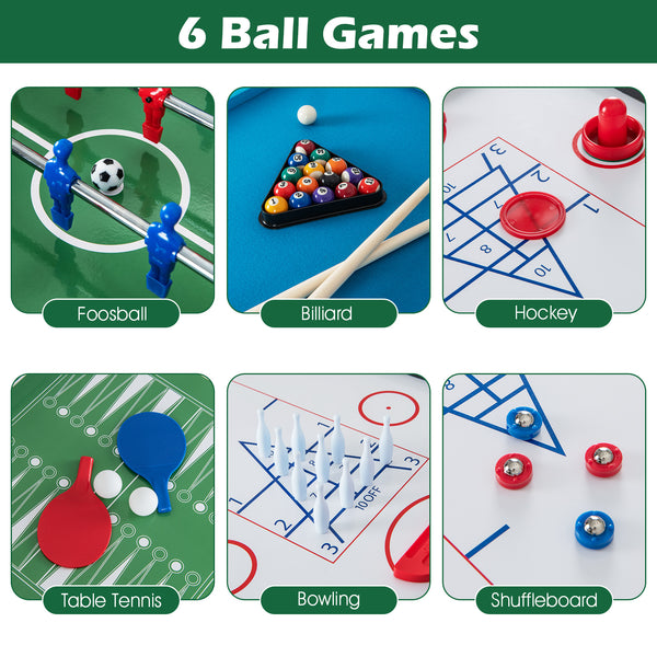 12-in-1 Combo Game Table Set featuring foosball, air hockey, pool, chess, and ping pong for endless fun.