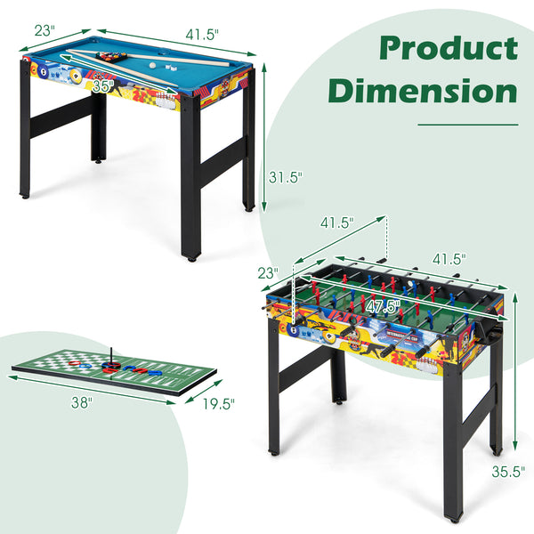 12-in-1 Combo Game Table Set featuring foosball, air hockey, pool, chess, and ping pong for endless fun.