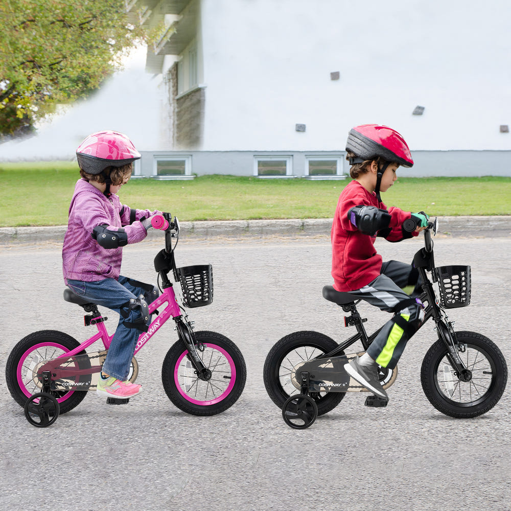 12 Inch Kids Bike with Adjustable Seat and Front Basket for Children Aged 3 - Perfect for Outdoor Fun!