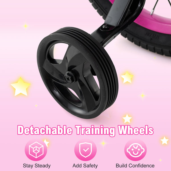 12-inch adjustable kids bike with front basket for children aged 3, shown from angle 7. Perfect for outdoor fun!