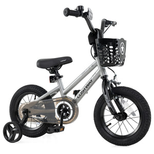 12-inch adjustable kids bike with transparent chain cover, perfect for 3-year-olds, shown from angle 3.