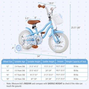 12-inch kids bike with adjustable handlebar and seat, perfect for children aged 3, shown from angle 4.
