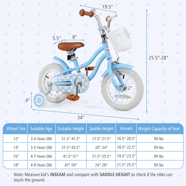 12-inch kids bike with adjustable handlebar and seat, perfect for children aged 3, shown from angle 4.