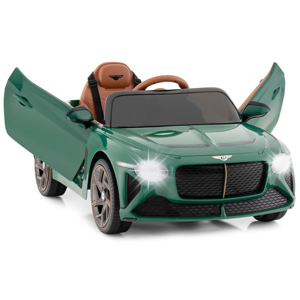 12V Bentley Bacalar kids ride-on car in angle view, perfect toy for young racers.