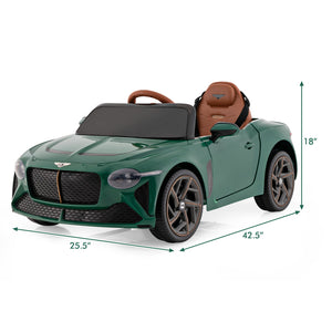 12V Bentley Bacalar kids ride-on car in angle view, perfect toy for little racers.