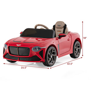 12V Bentley Bacalar kids ride-on car in angle view, perfect for fun outdoor playtime adventures.