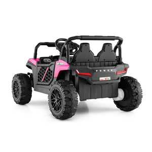 12V Kids Off-Road UTV Truck with Parental Remote, Lights - Fun Toy for Adventurous Playtime, Angle 3 View.
