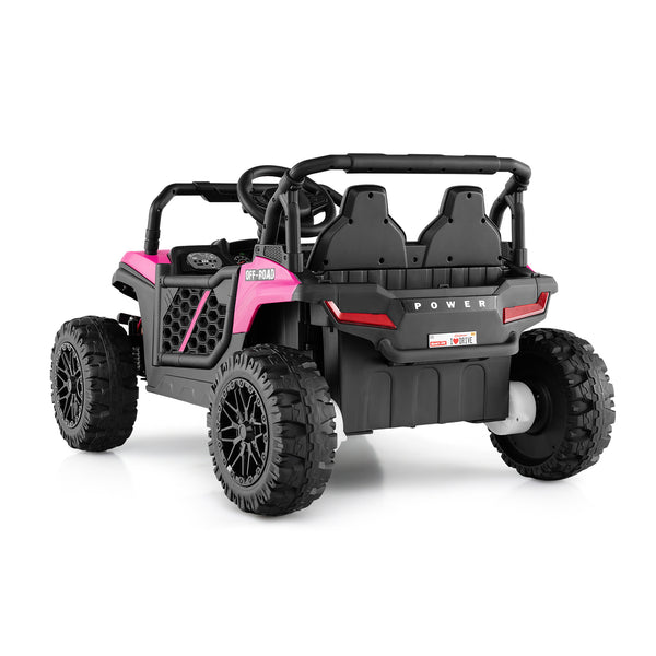 12V Kids Off-Road UTV Truck with Parental Remote, Lights - Fun Toy for Adventurous Playtime, Angle 3 View.