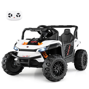 12V kids ride-on truck off-road UTV with parental remote, lights, and durable design for outdoor fun.