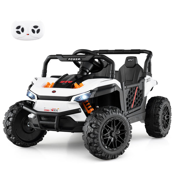 12V kids ride-on truck off-road UTV with parental remote, lights, and durable design for outdoor fun.