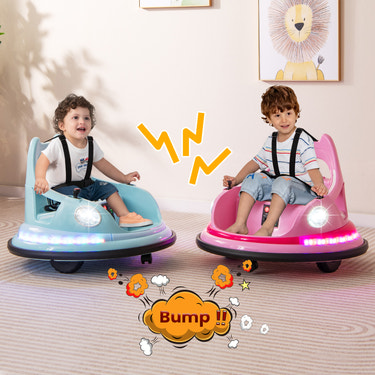 12V Kids Ride On Bumper Car with Remote Control and Dual Joysticks - Fun toy for kids in vibrant colors.