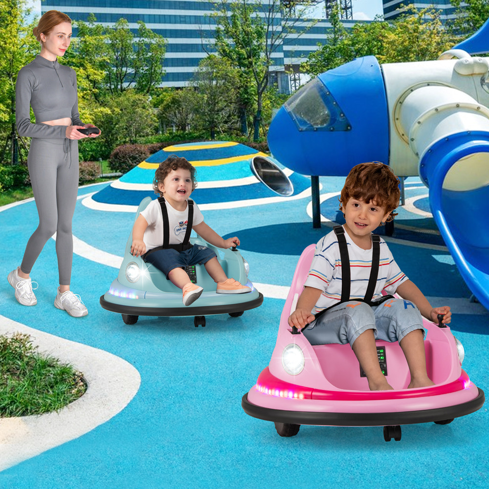 12V Kids Ride On Bumper Car with Remote Control and Dual Joysticks - Fun toy for kids in vibrant colors.