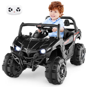 12V battery-powered electric vehicle with remote control, 3 speeds, perfect for kids' outdoor fun and adventure.