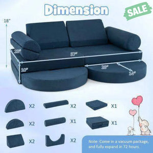 13 Pieces Convertible Modular Kids Play Couch for Nursery Playroom Bedroom-Blue Kids Chairs & Seating
