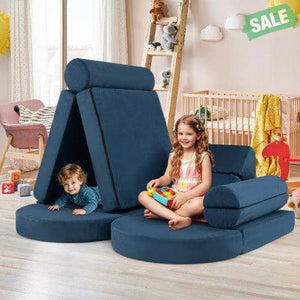 13 Pieces Convertible Modular Kids Play Couch for Nursery Playroom Bedroom-Blue Kids Chairs & Seating