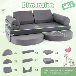 13 Pieces Convertible Modular Kids Play Couch for Nursery Playroom Bedroom-Blue Kids Chairs & Seating