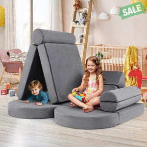 13 Pieces Convertible Modular Kids Play Couch for Nursery Playroom Bedroom-Blue Kids Chairs & Seating