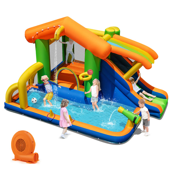 8-in-1 Jumping Castle with Slide and 520W Blower - Vibrating