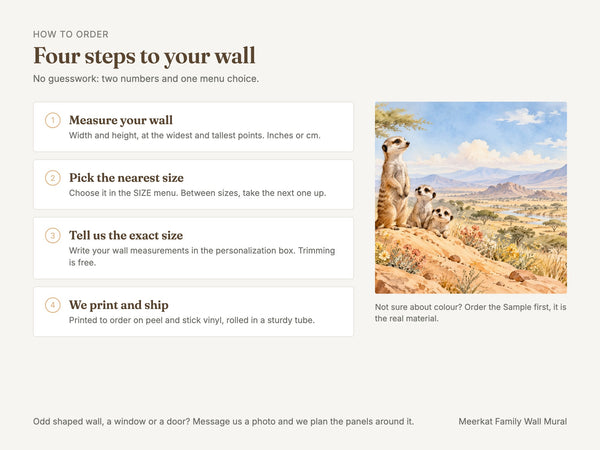 Watercolor Meerkat Family Safari Wall Mural, image 6