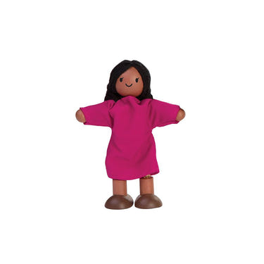 Medium skin tone girl dollhouse figure for imaginative pretend play, perfect for kids' creative adventures.