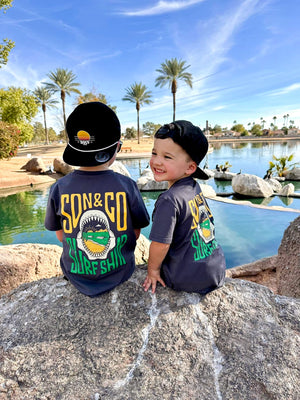 Baby Shark Bite T-Shirt in playful design, perfect for toddlers, shown from angle 4.