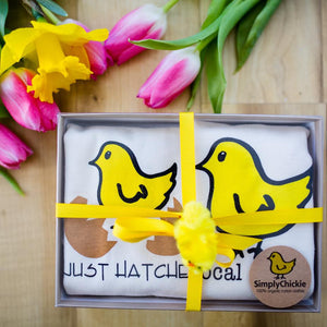 Just Hatched & Local Chick Baby Short Sleeve Romper Duo
