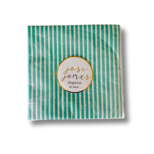 Turquoise Striped Large Disposable Paper Napkins (16pcs)