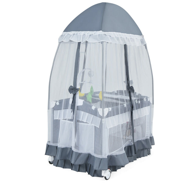 Portable baby playpen crib cradle with carrying bag, perfect for safe sleep and play on the go.