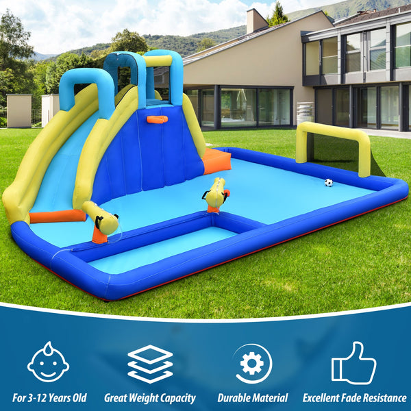 6-in-1 Inflatable Water Slide Jumping House without Blower for Kids with Blower
