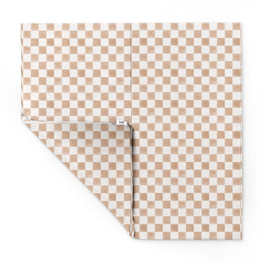 Checker Toffee Vegan Leather Mat - Stylish, durable play mat for babies, perfect for safe and comfortable playtime.
