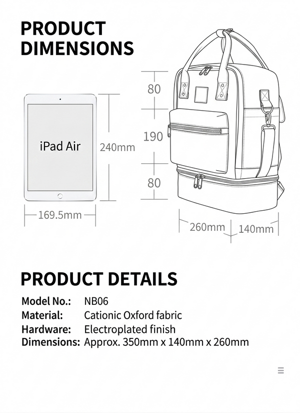 Double Layer Breast Milk Cooler Bag & Nursing Backpack