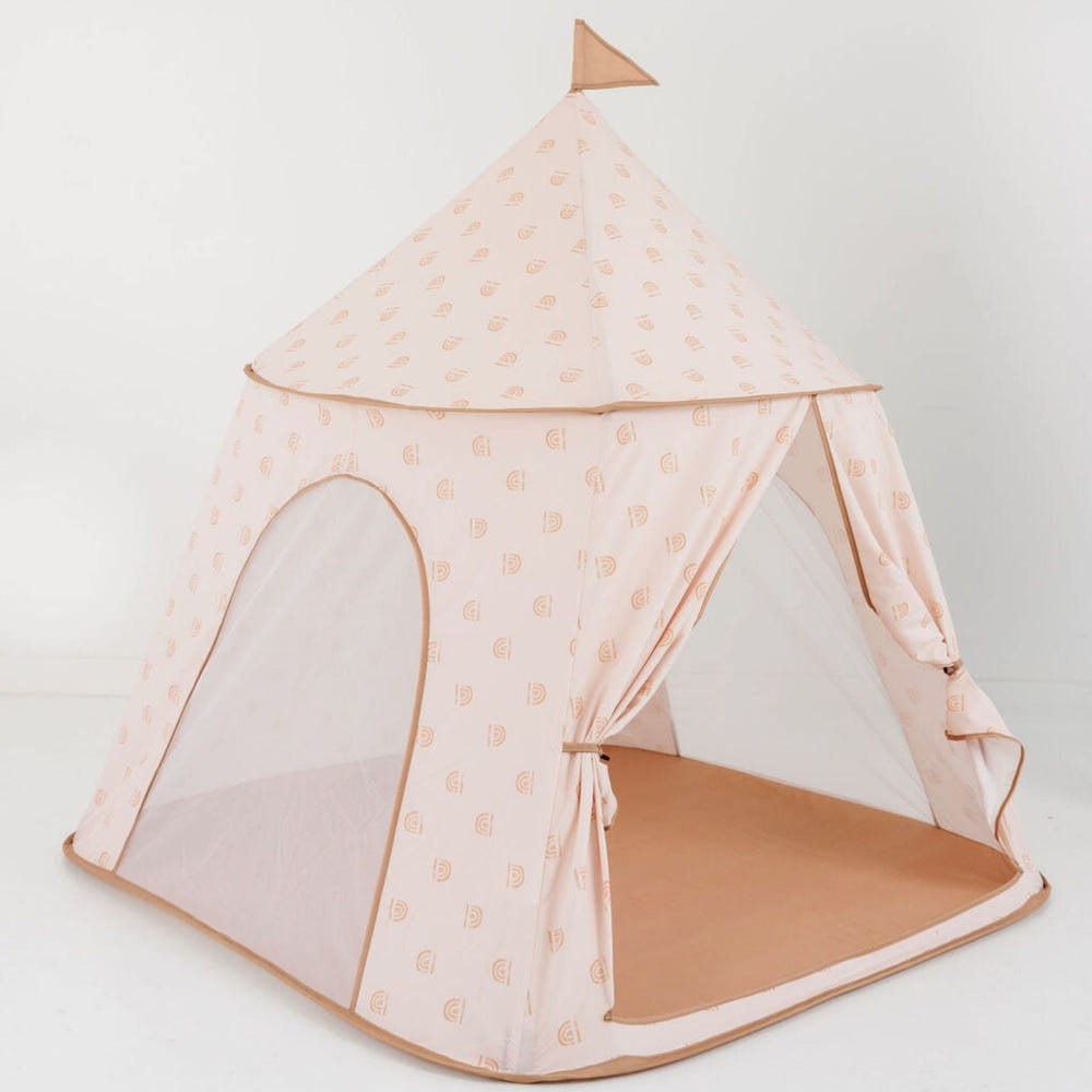 Rainbow Peach Play Tent for kids, perfect for imaginative play and indoor adventures.