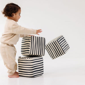 Bold Stripe Play Cube at angle 3, colorful design for engaging baby playtime and development.