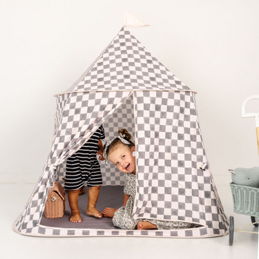 Checker Pepper Play Tent for babies, colorful and fun play space for indoor and outdoor adventures.